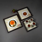 Golden Leaves Tray Set - Square